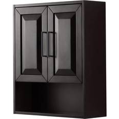 Water Toilets Wyndham Collection WCV2525WCEB Dark Espresso Daria Over-the-Toilet Bathroom Wall-Mounted Storage Cabinet with Matte Black Trim