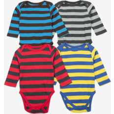 Leveret Baby Cotton Striped Bodysuits 4-pack - Multi Striped 3