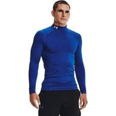 Blue - Men Base Layers Under Armour mens ColdGear Compression Mock Royal 400/White