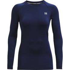 Under Armour Women Sweaters Under Armour Women's Authentics Long Sleeves Crew Neck T-Shirt Midnight Navy 410/White