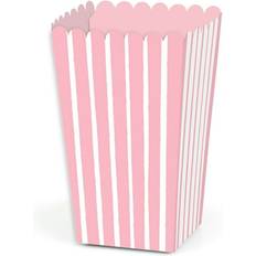 Big Dot of Happiness Pink stripes simple party favor popcorn treat boxes set 12
