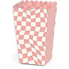 Big Dot of Happiness Pink Checkered Party Favor Popcorn Treat Boxes Set 12
