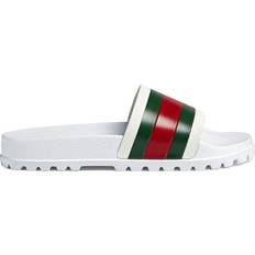 Gucci Men Slippers & Sandals Gucci Web Slide Sandal - White Rubber