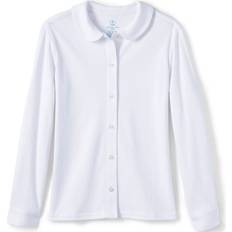 S Blouses & Tunics Children's Clothing Lands' End Uniform Girls Long Sleeve Button Front Knit Peter Pan White Kids