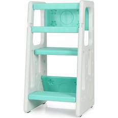 Stools Costway Kids Kitchen Step Stool with Double Safety Rails Toddler Learning Green