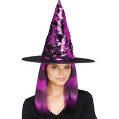 Lilla Hatter Fun World Women Flip Sequin Purple Witch Hat
