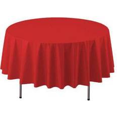 1 Party Essentials 84 Round Heavy Duty Plastic Table Covers Red
