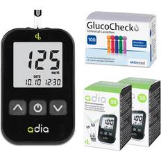 Blutzuckermessgeräte ADIA xxl-set: diabetes-blutzuckermessgerät 110 teststreifen 110 lanzetten
