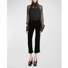 Velvet Pants Balmain Black Flared Trousers FR