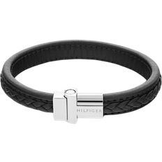 Tommy Hilfiger Men's Leather Bracelet - Silver/Black