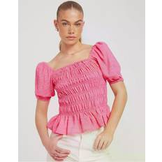 Rosa Bluser Only Carla SS Smock Top Carmine Rose