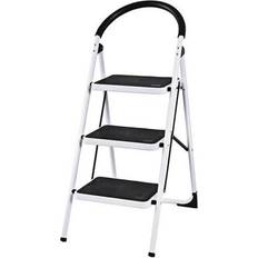 Step Stools Costway Heavy Duty Industrial Lightweight Folding Stool 3 Step Ladder