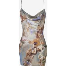 Balmain Sky printed satin babydoll dress bleu_multico