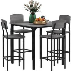 Black Tables Homcom Square Kitchen Table Grey Dining Set 35.5x35.5" 5
