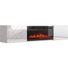 Electric fireplace tv wall Meble Furniture Luxe EF White TV Bench 72x14.7"
