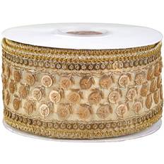 National Tree Company HGTV Home Collection Metallic Dupioni Ribbon Gold 2.5 in