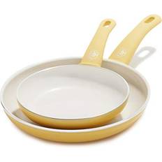 GreenLife Artisan Healthy Ceramic Nonstick, Saucepans Set with Lids, 1qt and 2qt, Soft Pink