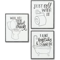 Funny bathroom art Americanflat Funny Bathroom Signs 3PK Roll It Poster