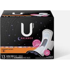 U by Kotex Balance Ultra Thin Overnight Pads with Wings 13 Count