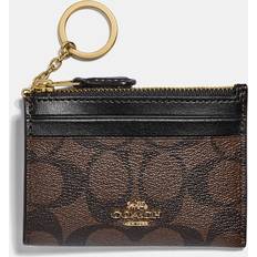Coach Outlet Mini Wallet On A Chain In Signature Canvas in Black