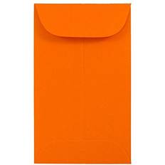 Jam Paper #3 Coin Business Colored Envelopes 2 1/2 x 4 1/4 Orange Recycled 50/Pack