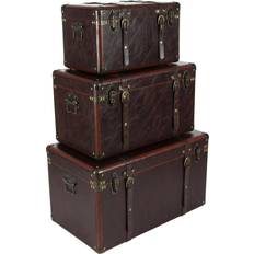 Brown Wardrobes Litton Lane Deco 79 Nesting Upholstered Trunk