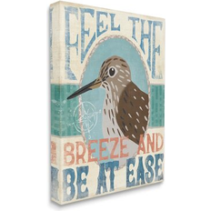 Nautical wall decor Stupell Industries Feel Breeze Be Ease Nautical Phrase Sandpiper Bird Wall Decor