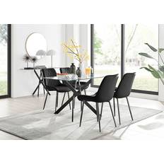 Schwarz Tischgruppen Furniturebox Leonardo Black Leg Dining Set