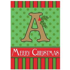 Flags & Accessories Magnolia Garden Flags 1647 13 Christmas Monogram A Burlap Garden Flag