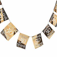 3 Pack 50th Birthday Decorations, Black and Gold 50th Anniversary Cascading  Centerpieces (14.5 Inches)