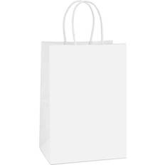 Sparkle and Bash 50 Pack Mini White Gift Bags with Handles (6 x 5 x 2.5 In)