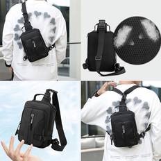 Le'aokuu Men Canvas And Genuine Leather Outdoor Casual Waterproof Crossbody  Chest Sling Bag Shoulder Strap Backpack 8013