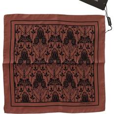 Dolce & Gabbana Brown Floral Silk Square Handkerchief Men's Scarf