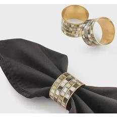 GAURI KOHLI Jardin Black Pearl Napkin Rings Chopsticks