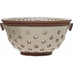 Oven Safe Colanders Storied Home Co-Op Stoneware Edge Detail, Reactive Glaze Colander