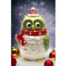 Cosmos Gifts Owl Ceramic Holiday Cookie Biscuit Jar