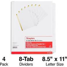 Staples Large Tab Write-On Dividers, 8-Tab