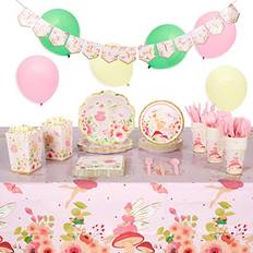 Sparkle and Bash Fairy Birthday Party Decorations, Dinnerware, Favor Boxes, Balloons, Banner 24 Guests Multi