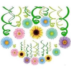 Summer Spring Sun Flowers Hanging Swirl Decorations Themed Birthday Party 30pc