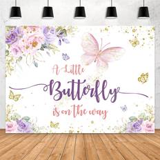 Party Supplies Aperturee 7x5ft butterfly baby shower backdrop a little butterfly is on the way