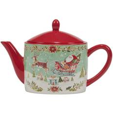 Red Teapots Certified International Joy of Christmas 40 Service Teapot