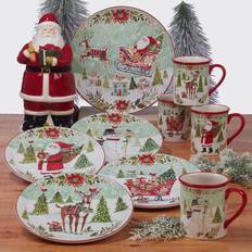 Dessert Plates Certified International Joy of Christmas 3-d Santa Cookie Service