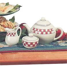 Renovators Supply 64oz White/Red Creamer/Sugar Dish Teapot