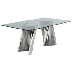 Stainless Steel Dining Tables Best Quality Furniture Becky Clear Tempered Glass Top Dining Table