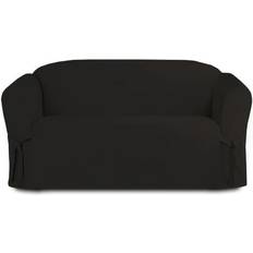 Linen Store Microsuede Protector Perfect Loose Sofa Cover Black