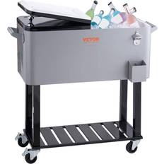 Outdoor beverage cooler VEVOR patio cooler cart 80qt outdoor rolling ice chest on wheels w/ shelf