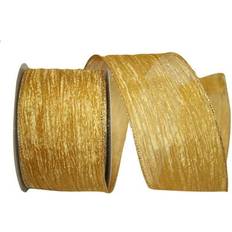 Reliant Ribbon 97597W-035-10X Crushed Mesh Value Wired Edge Ribbon Gold 4 Inch 30 Yards