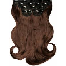 Synthetic Hair Clip-On Extensions Lullabellz Super Thick Blow Dry Wavy Clip In Hair Extensions 16 inch Choc Brown 5-pack