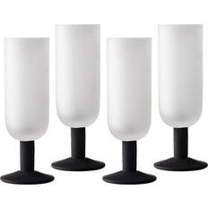 Black Champagne Glasses Frosted Flutes Set 4 Champagne Glass
