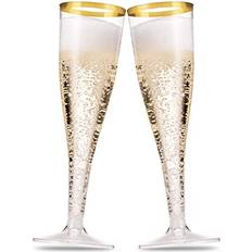 Gold Champagne Glasses Munfix 50 Pack Rimmed Champagne Glass